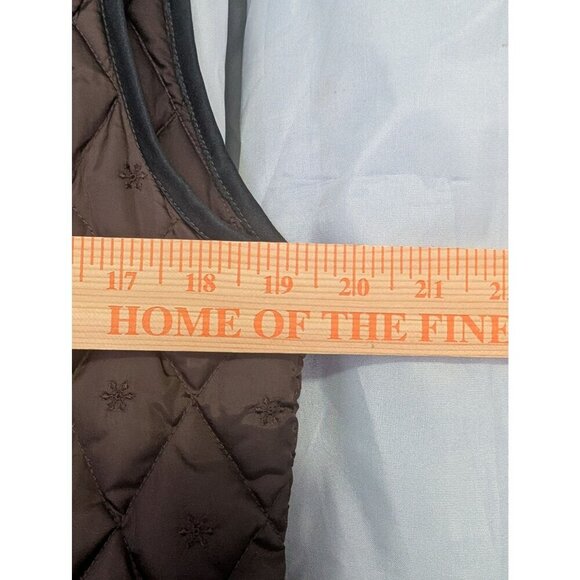 Eddie Bauer Down Vest Brown Quilted Snowflake Embroidered Womens Size L - Picture 3 of 5